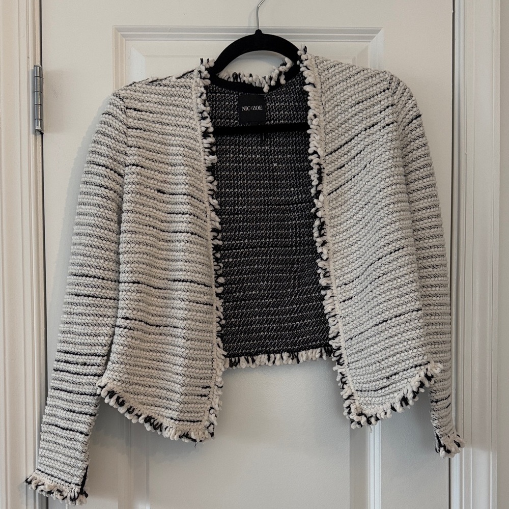 NIC+ZOE Black and Cream Textured Cardigan